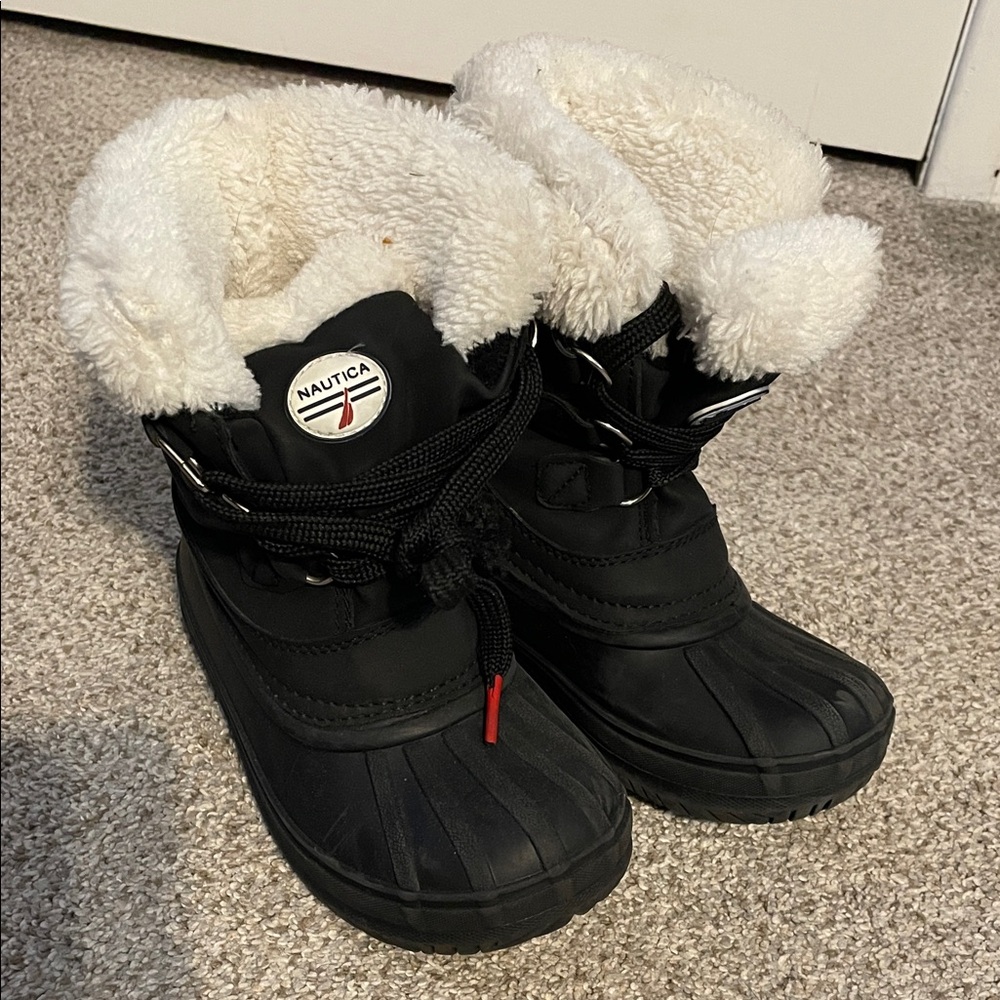 Nautica Black and White Kids Snow Boots
